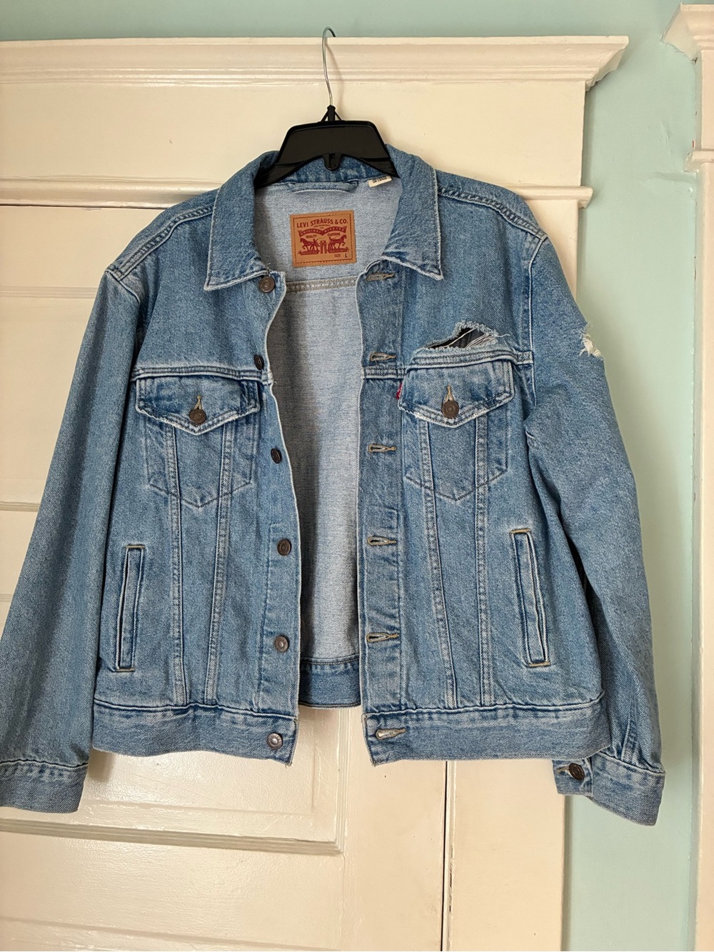 Levi's Light Blue Denim Jacket with Distressed Accents